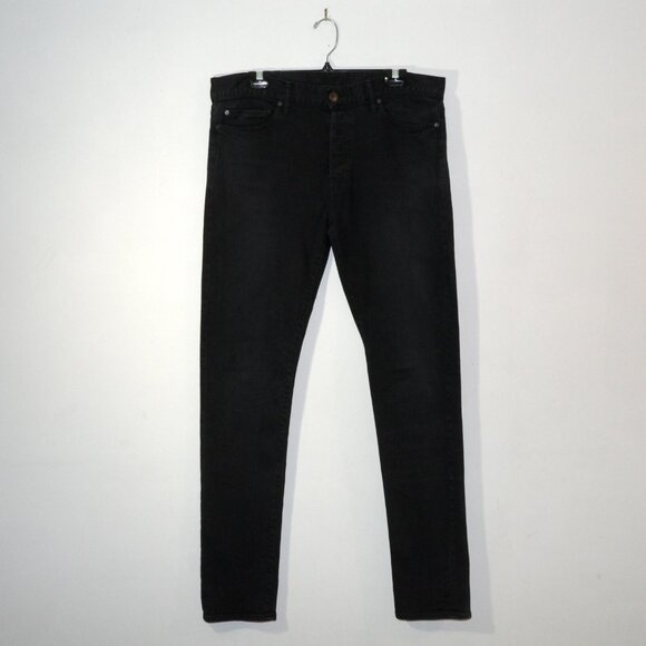 John Elliott Slim Fit Stretch Denim Jeans Faded Black Carbon Mens 34-36 $605 RRP - Picture 1 of 15